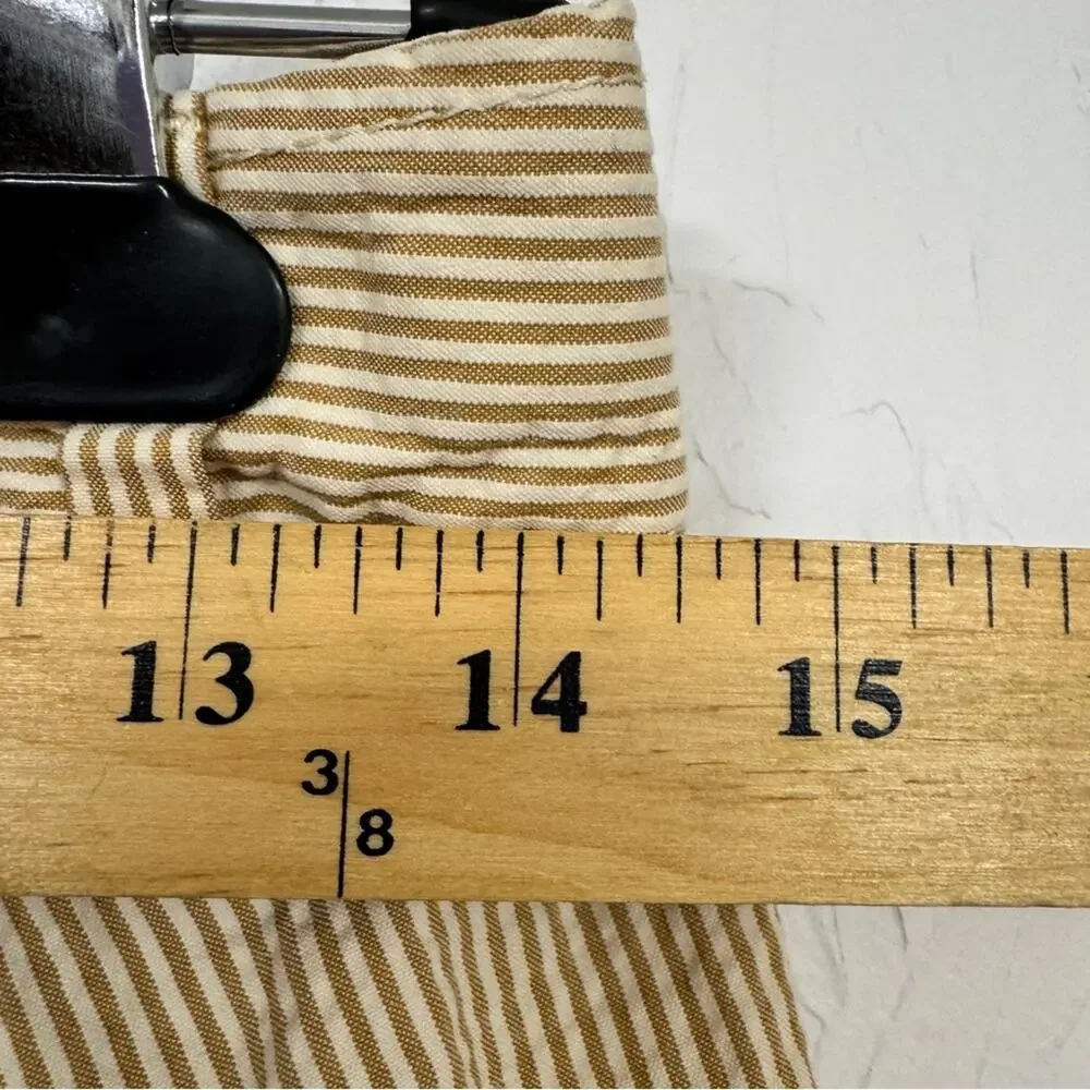 J Crew Tan White Stripe Seersucker Cropped Trouser Pants Womens 0 Beach Nautical